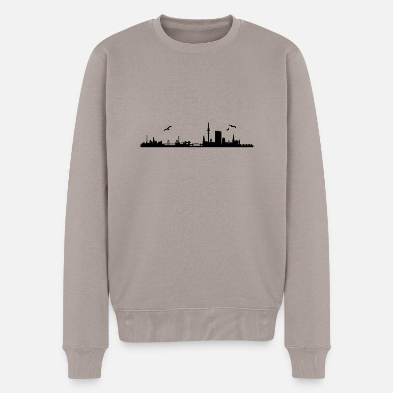 Hamburger Skyline - Männer Premium Bio Pullover - Taupe