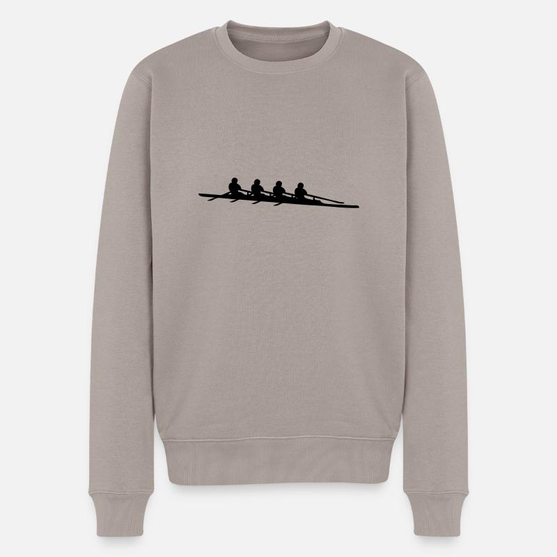 Rudern 4 Quad-Schädel scull Ruderboot - Männer Premium Bio Pullover - Taupe