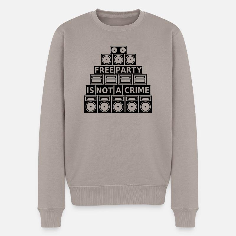FREE PARTY IS NOT A CRIME - SOUND SYSTEM - Männer Premium Bio Pullover - Taupe