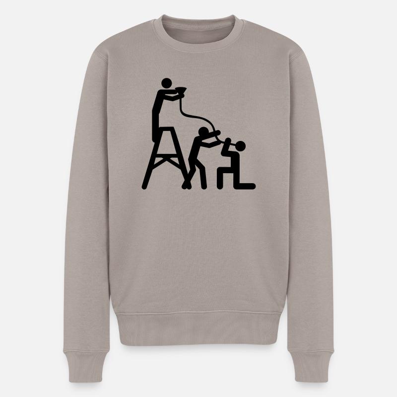 drinking_hard__f1 - Männer Premium Bio Pullover - Taupe