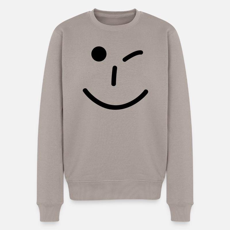 smiley - Männer Premium Bio Pullover - Taupe