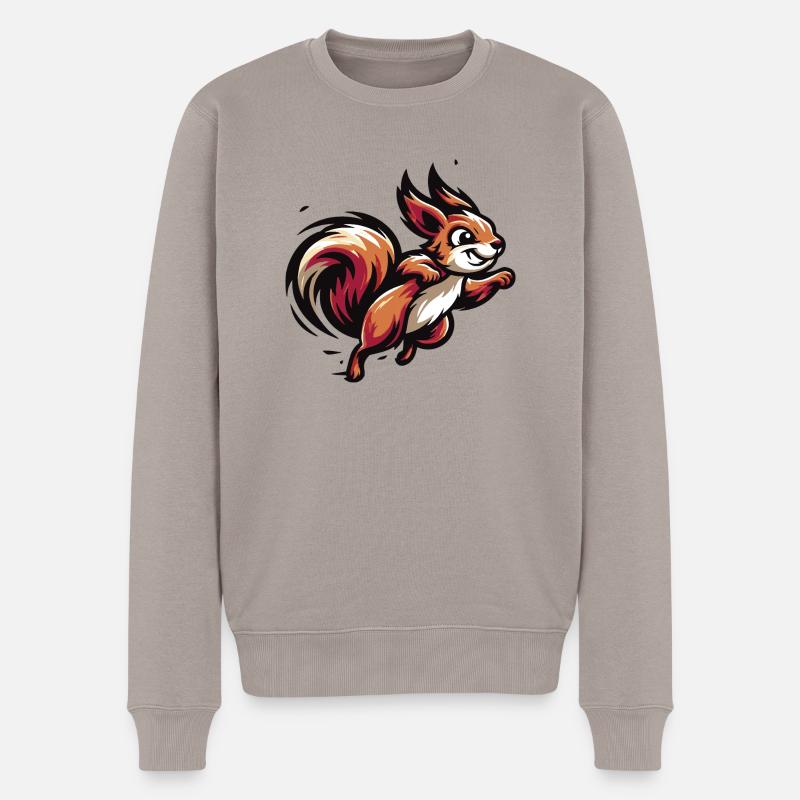Eichhörnchen auf den Spuren der Erdnüsse - Männer Premium Bio Pullover - Taupe