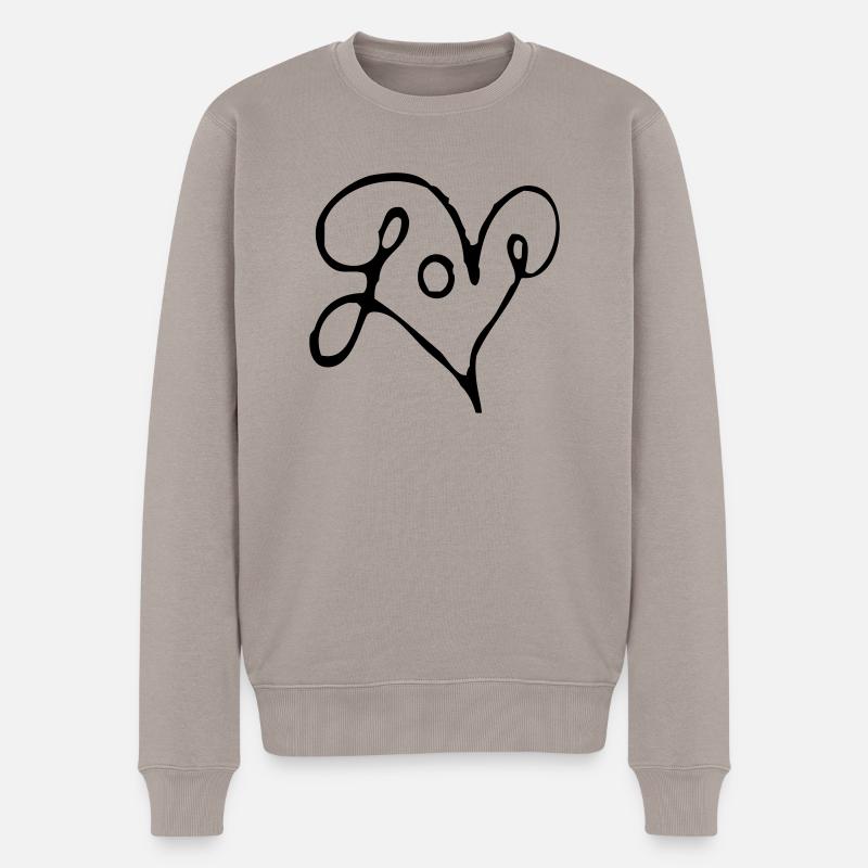 love - Männer Premium Bio Pullover - Taupe