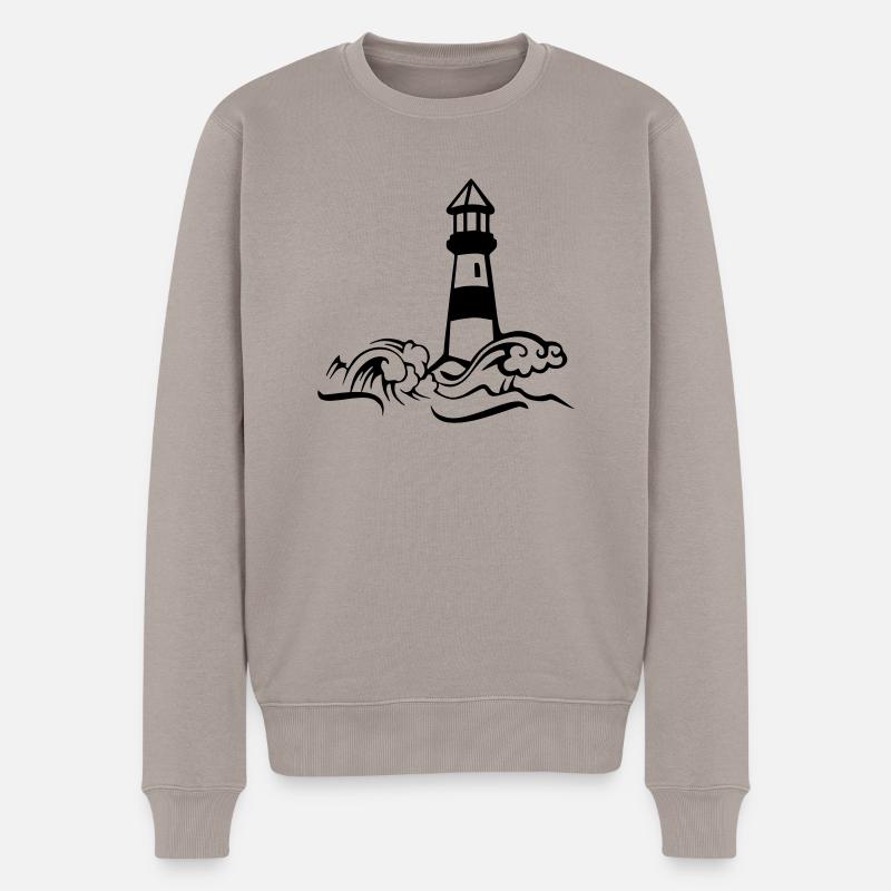 leuchtturm sturm welle - Männer Premium Bio Pullover - Taupe