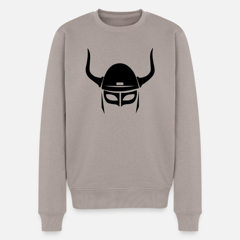 viking_helm - Männer Premium Bio Pullover - Taupe