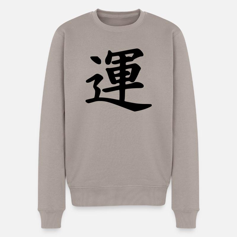 kanji luck - Männer Premium Bio Pullover - Taupe