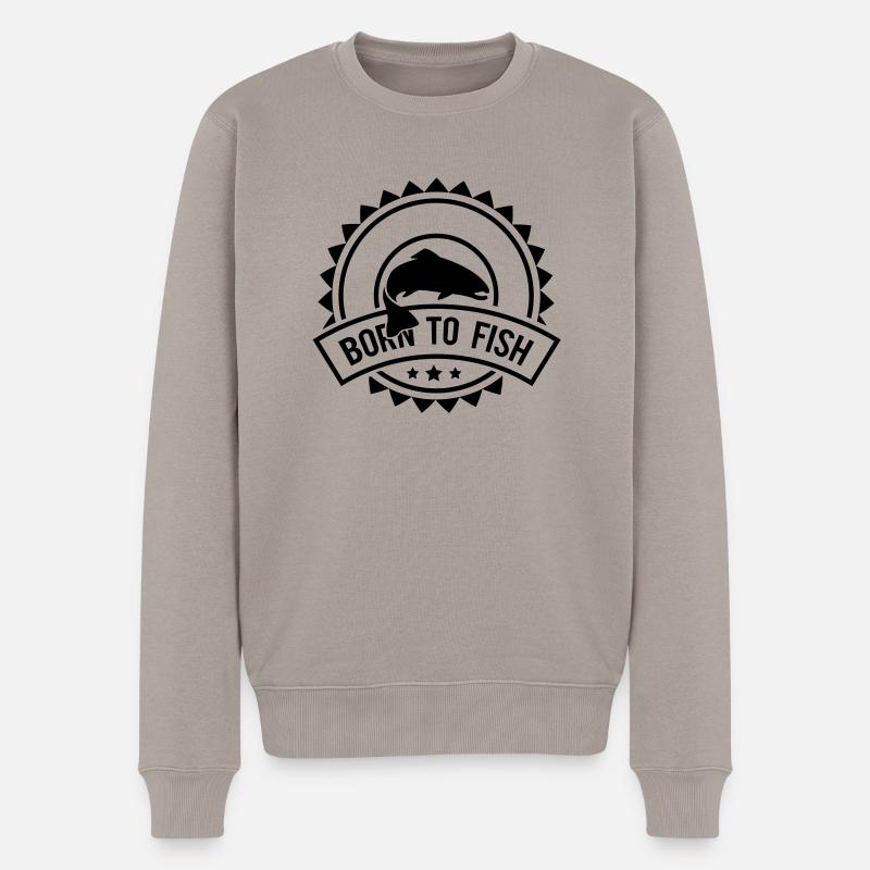 born_to_fish__f1 - Männer Premium Bio Pullover - Taupe