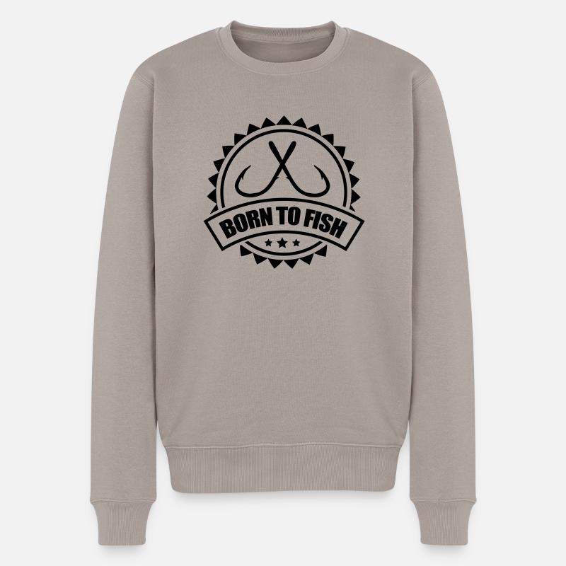 born_to_fish - Männer Premium Bio Pullover - Taupe