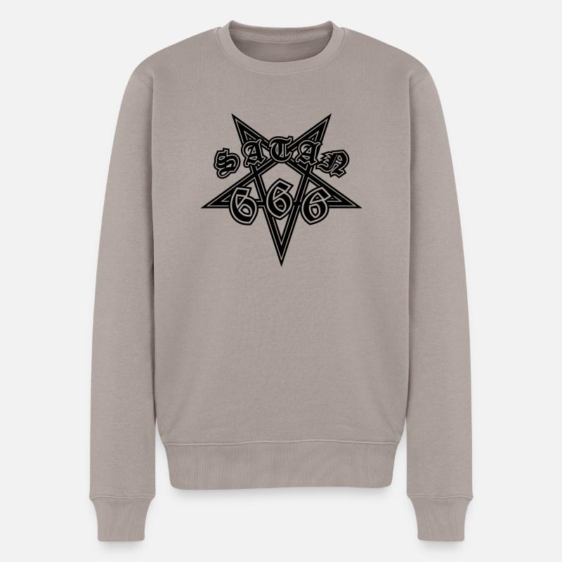 SATAN 666 PENTAGRAM - Männer Premium Bio Pullover - Taupe