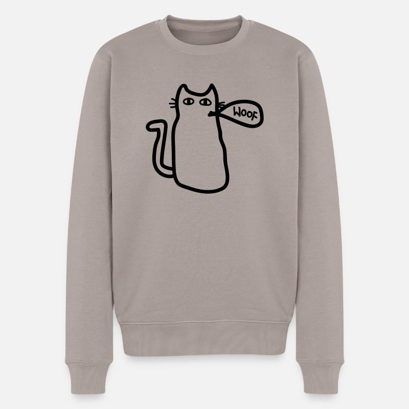 Katze sagt woof - Männer Premium Bio Pullover - Taupe