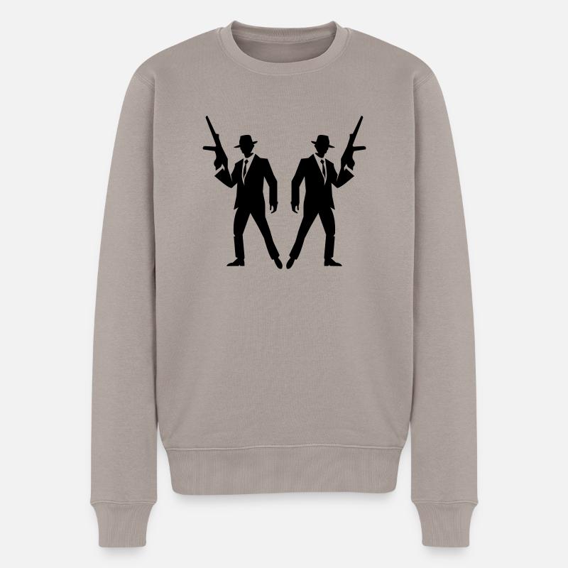 gangster_02 - Männer Premium Bio Pullover - Taupe