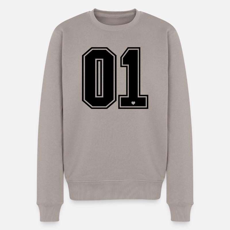 01 Nummer Liebling Schatz Freund Freundin 1c - Männer Premium Bio Pullover - Taupe