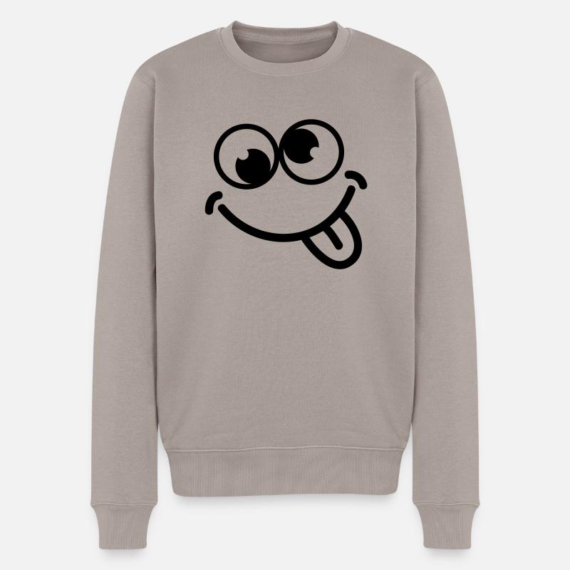 smiley_dumb_c1 - Männer Premium Bio Pullover - Taupe