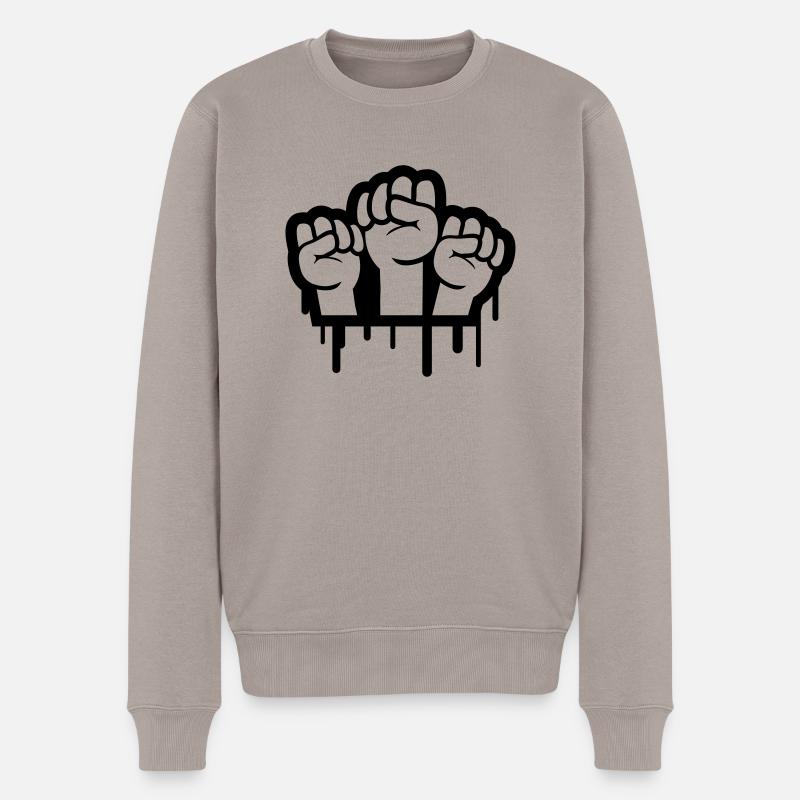 Revolution Graffiti - Männer Premium Bio Pullover - Taupe