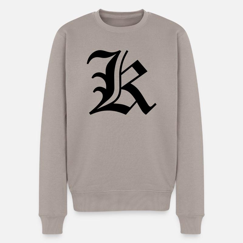 Gothic Letter K_V10 - Männer Premium Bio Pullover - Taupe