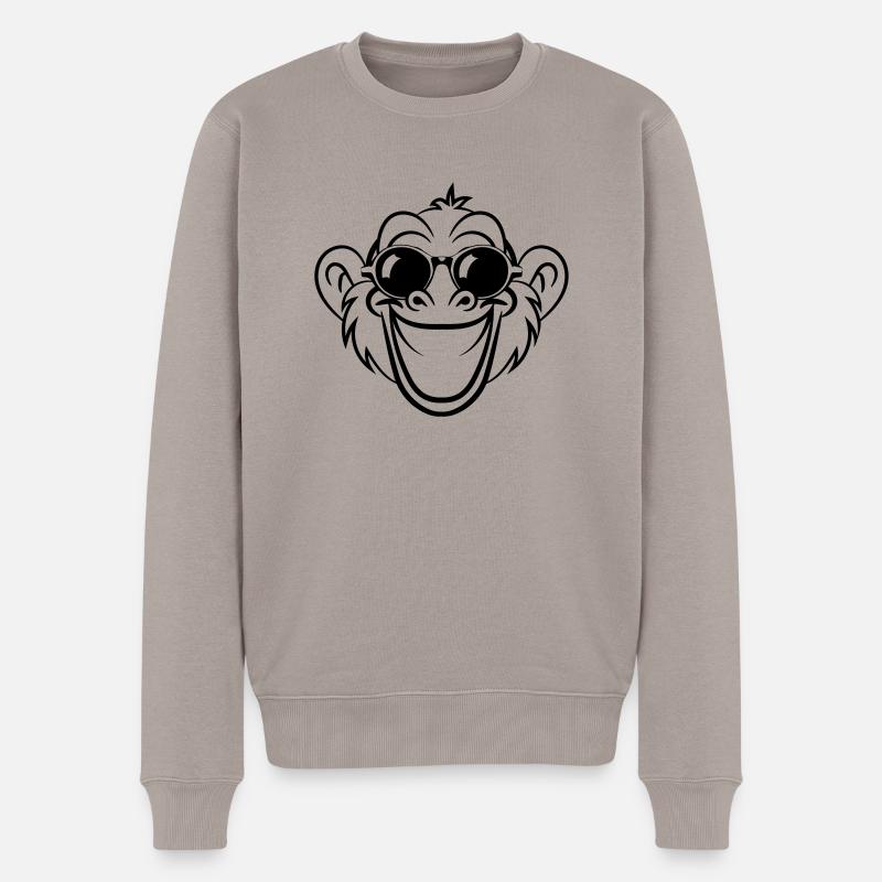 affe lachen gesicht - Männer Premium Bio Pullover - Taupe