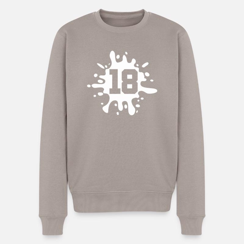 Farbklecks klecks 18 - Männer Premium Bio Pullover - Taupe