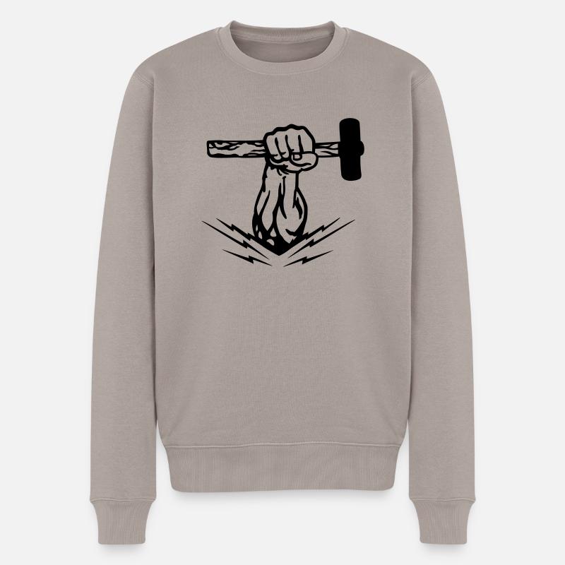 siegerfaust_mit_hammer - Männer Premium Bio Pullover - Taupe