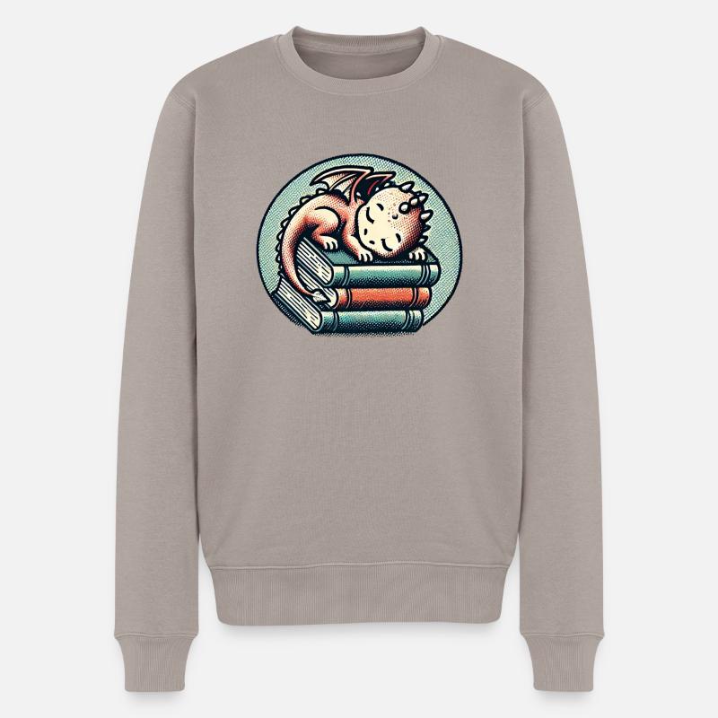 Baby Dragon Bücher - Männer Premium Bio Pullover - Taupe