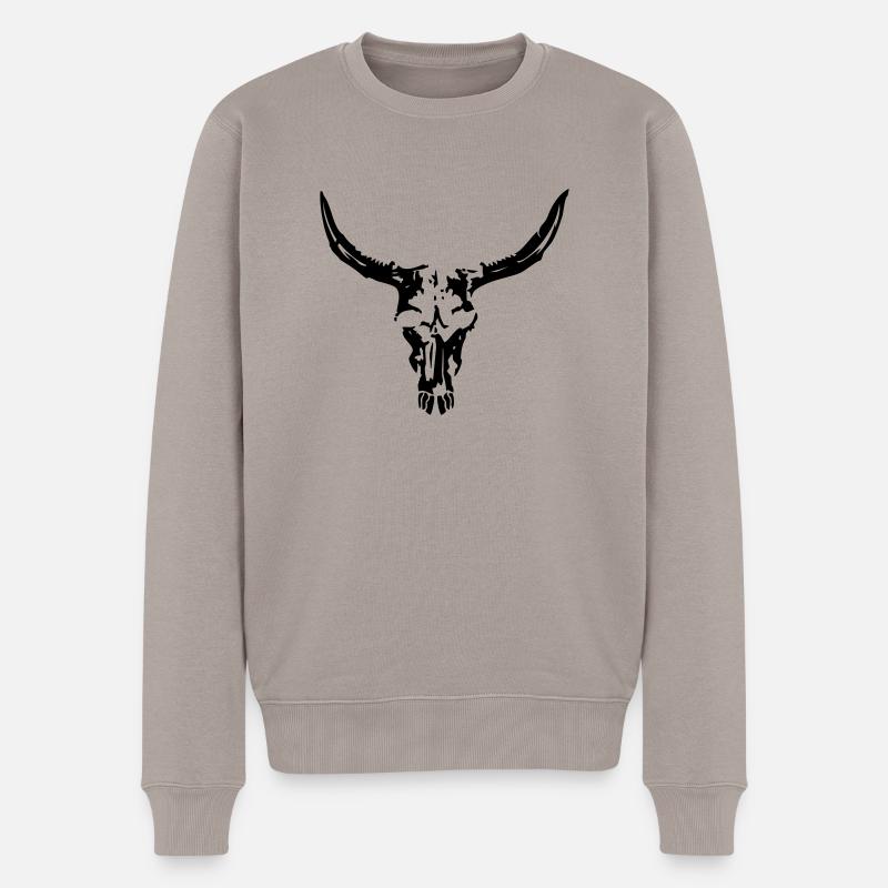 BULL SKULL - Männer Premium Bio Pullover - Taupe