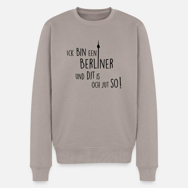ick bin een Berliner Berlin Mundart - Männer Premium Bio Pullover - Taupe