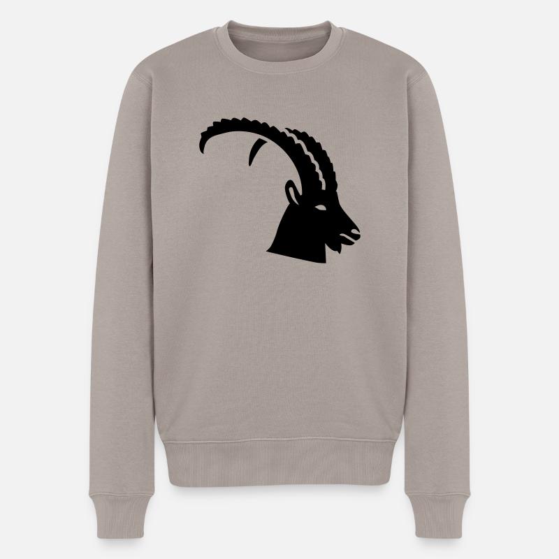 Steinbock - Männer Premium Bio Pullover - Taupe