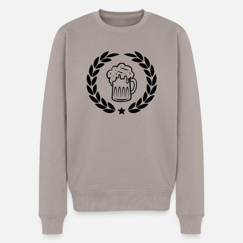 bier lorbeerkranz - Männer Premium Bio Pullover - Taupe