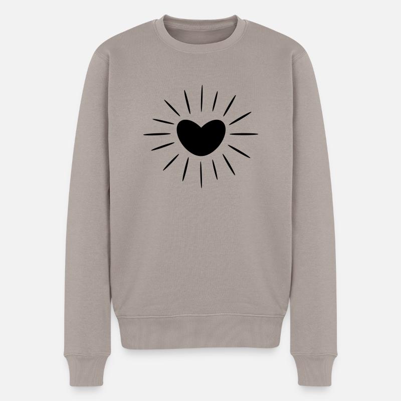 Sommer - Sonne Herz - Männer Premium Bio Pullover - Taupe