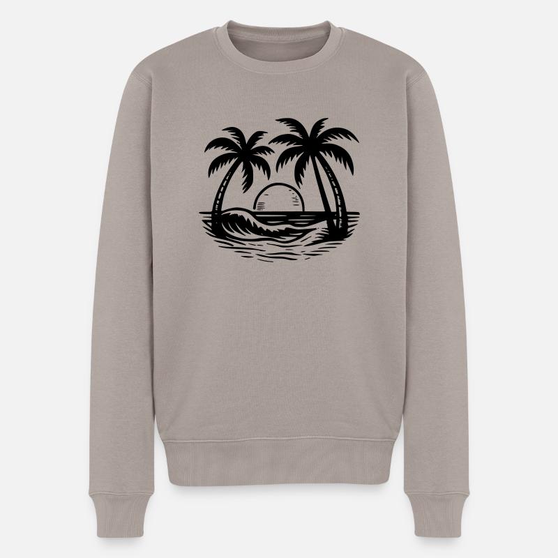 Palmier à la plage - Pull Premium bio Homme - taupe