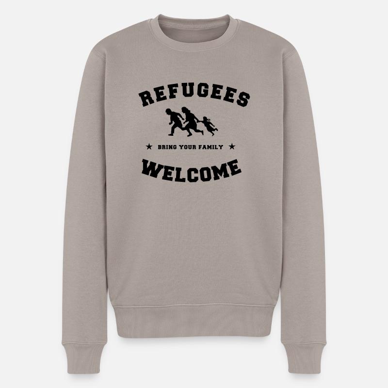 refugees welcome - Männer Premium Bio Pullover - Taupe