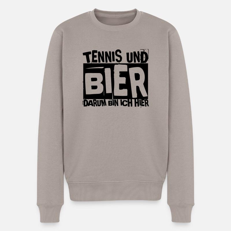 TENNIS UND BIER - Männer Premium Bio Pullover - Taupe