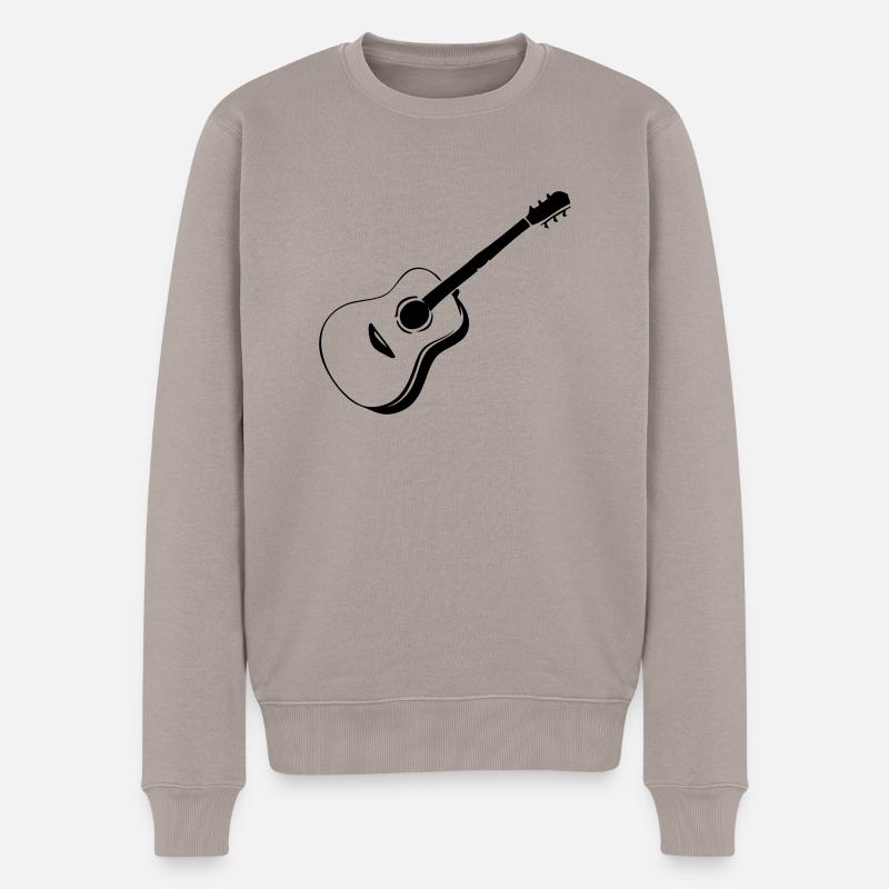 Gitarre - Männer Premium Bio Pullover - Taupe