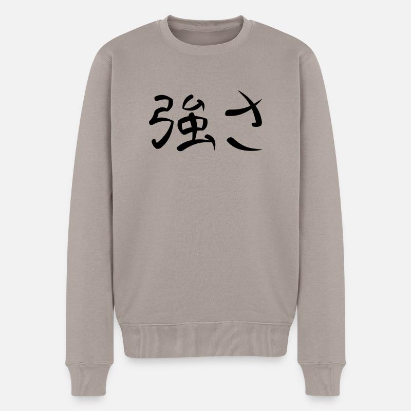Kanji - Strength - Männer Premium Bio Pullover - Taupe