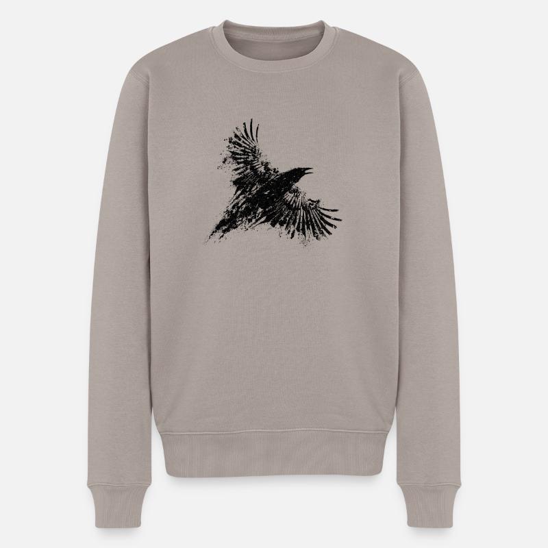 crow - Männer Premium Bio Pullover - Taupe