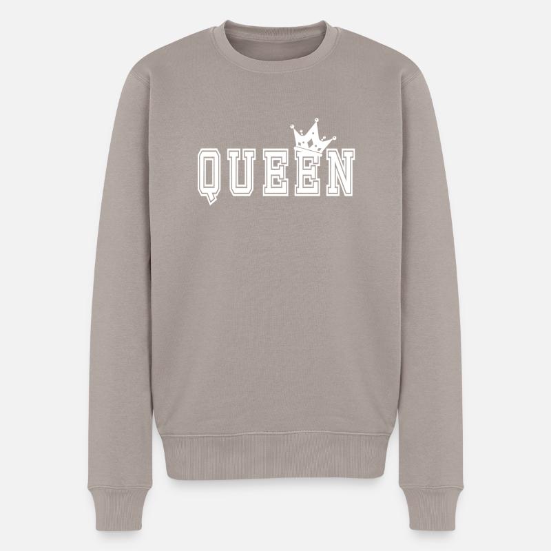Queen Vorderseite - Männer Premium Bio Pullover - Taupe