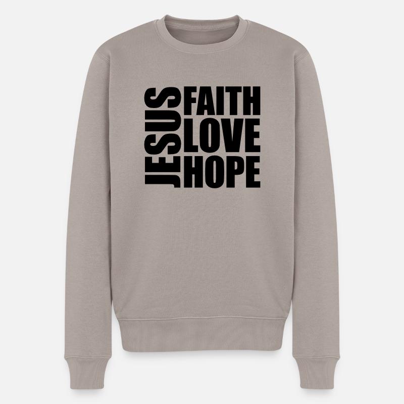 Jésus Foi Amour - Pull Premium bio Homme - taupe