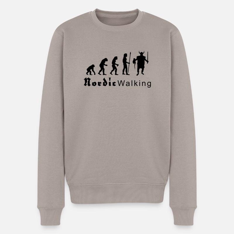 evolution_nordicwalking1 - Männer Premium Bio Pullover - Taupe