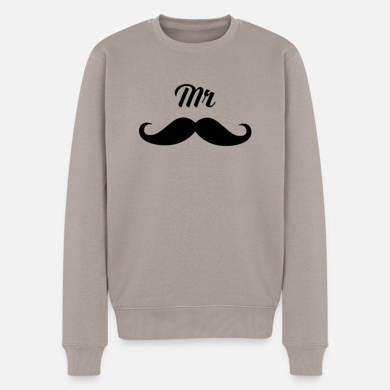 Mr - Moustache Part 1) - Pull Premium bio Homme - taupe