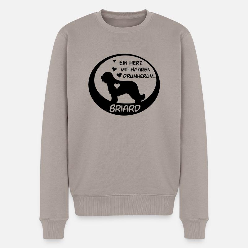 Briard-Herz - Männer Premium Bio Pullover - Taupe