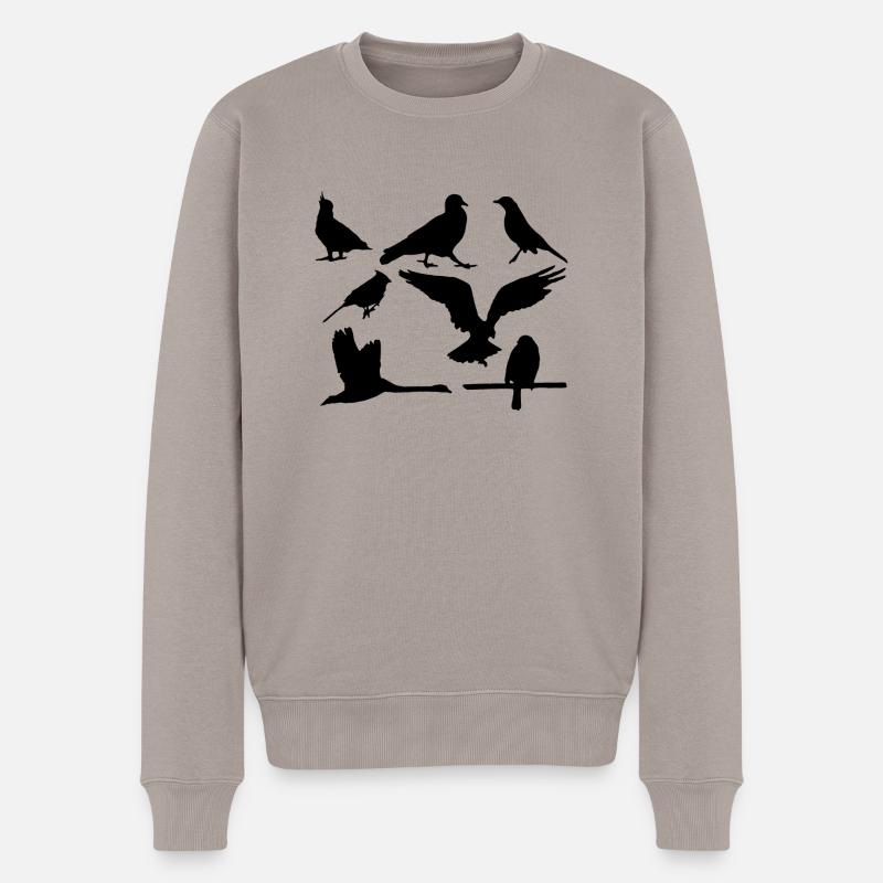 Vögel - Männer Premium Bio Pullover - Taupe