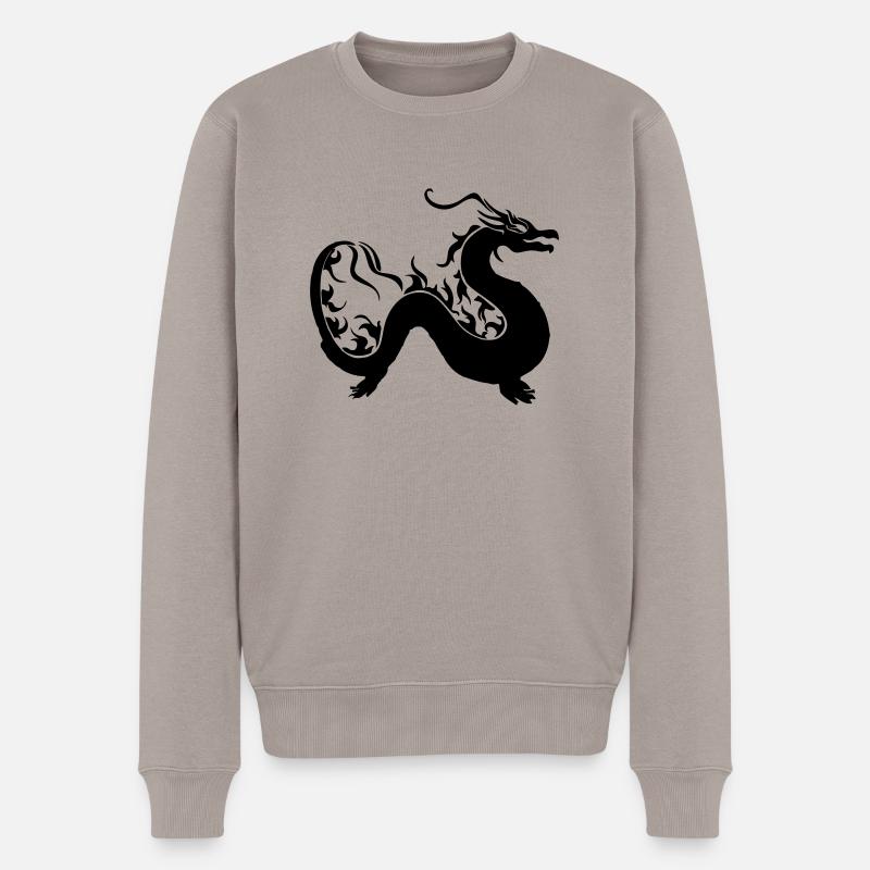 Drache geschlängelt - Männer Premium Bio Pullover - Taupe