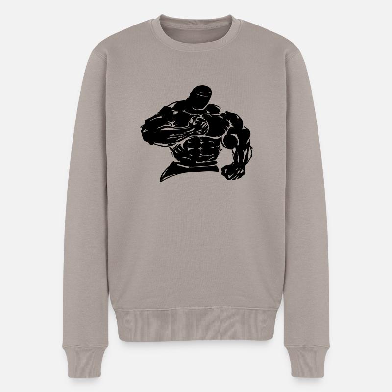 bodybuilder / fighter - Männer Premium Bio Pullover - Taupe