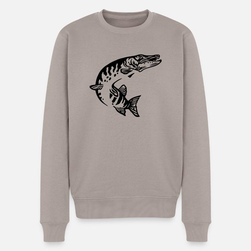 hechtsprung1 - Männer Premium Bio Pullover - Taupe