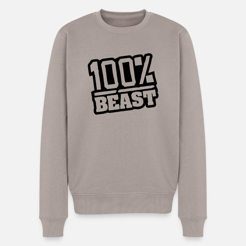 beast_100_hv1 - Männer Premium Bio Pullover - Taupe