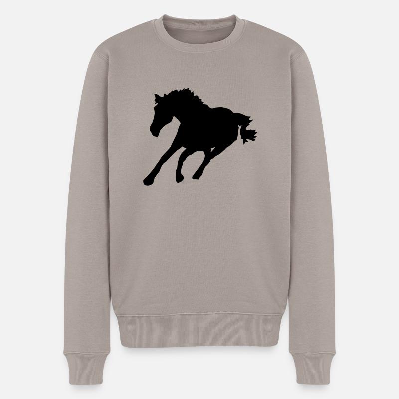 pferd - Männer Premium Bio Pullover - Taupe
