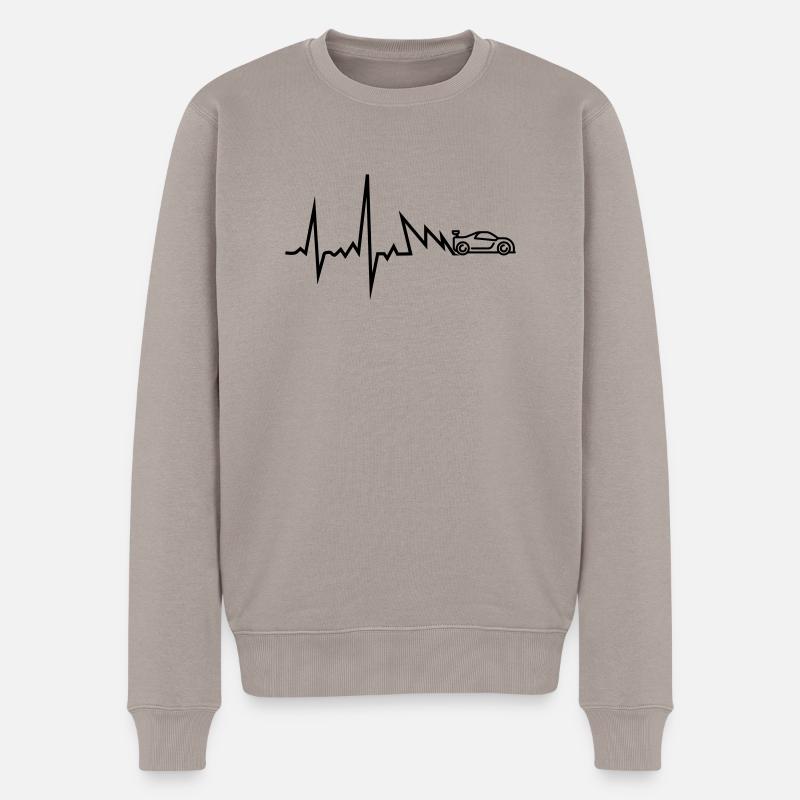 Race Car Pulse T-Shirt - Männer Premium Bio Pullover - Taupe