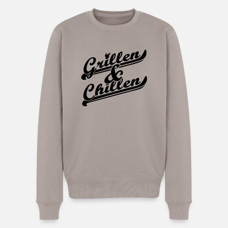 Grillen und Chillen - Männer Premium Bio Pullover - Taupe