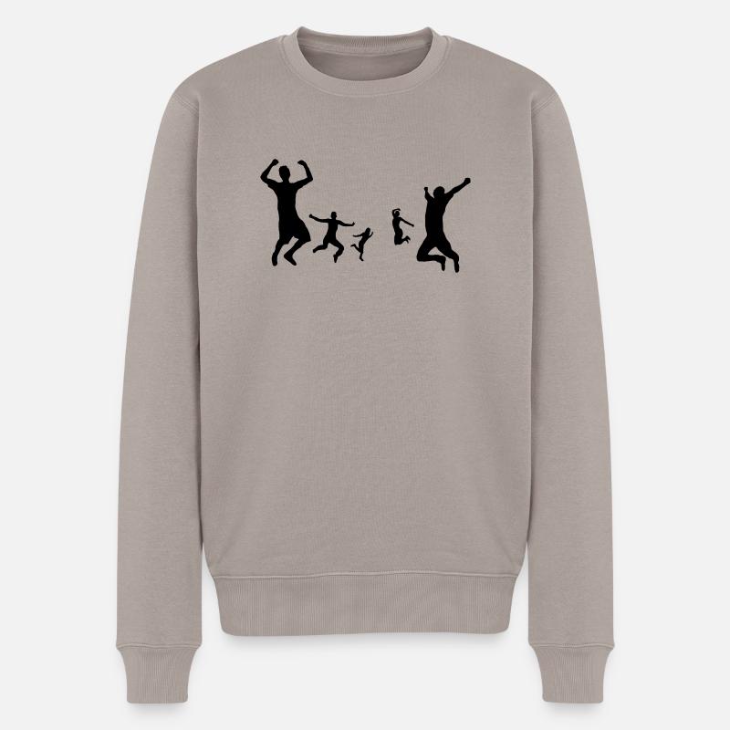 Menschen Jubel - Männer Premium Bio Pullover - Taupe