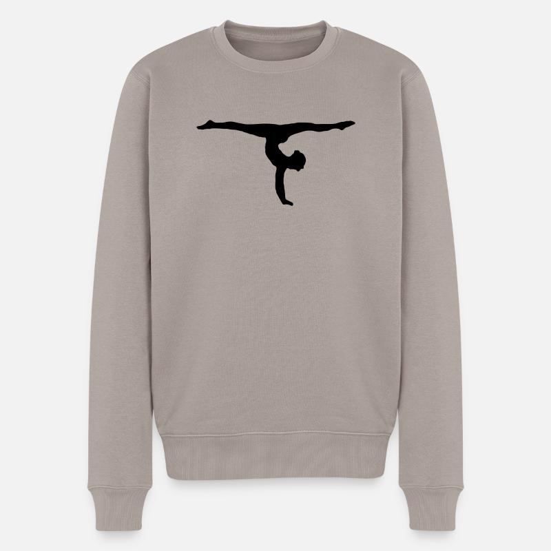 turnerin handstand bodenturnen kunstturnen - Männer Premium Bio Pullover - Taupe