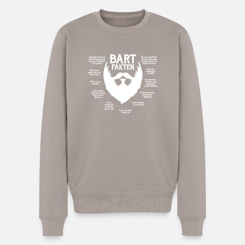 Bartfakten / Bart-Fakten (weiß) - Männer Premium Bio Pullover - Taupe